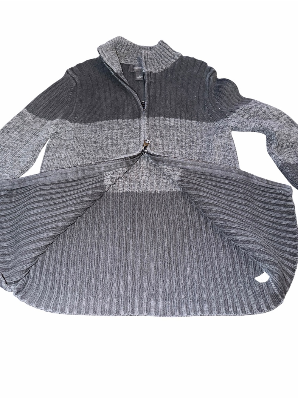 Men's Express Gray Zip-Front Ribbed Sweater - Picture 3 of 4